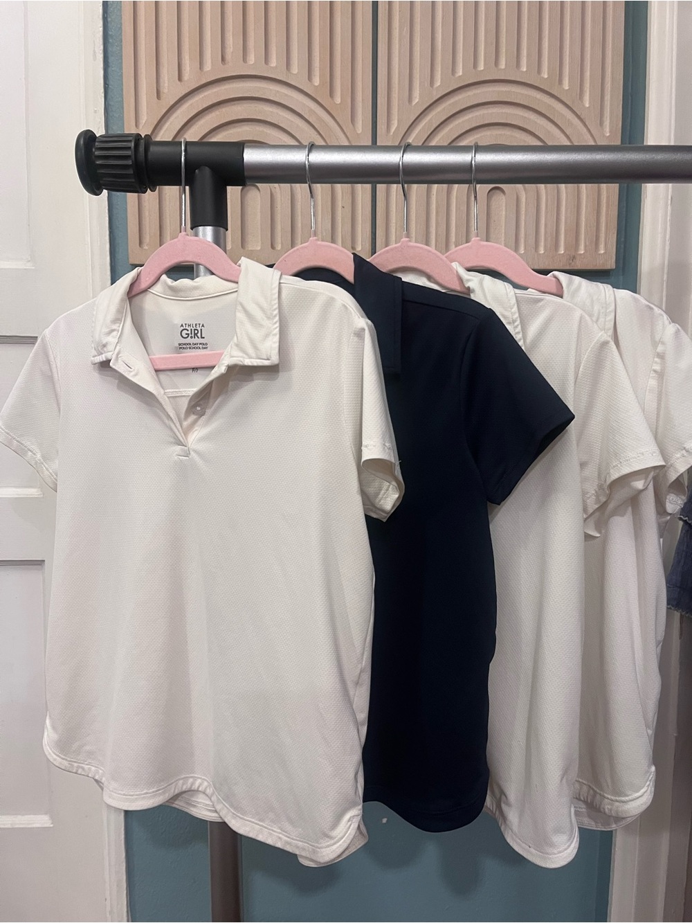 4 Athleta Girls school days Polos in White and Navy